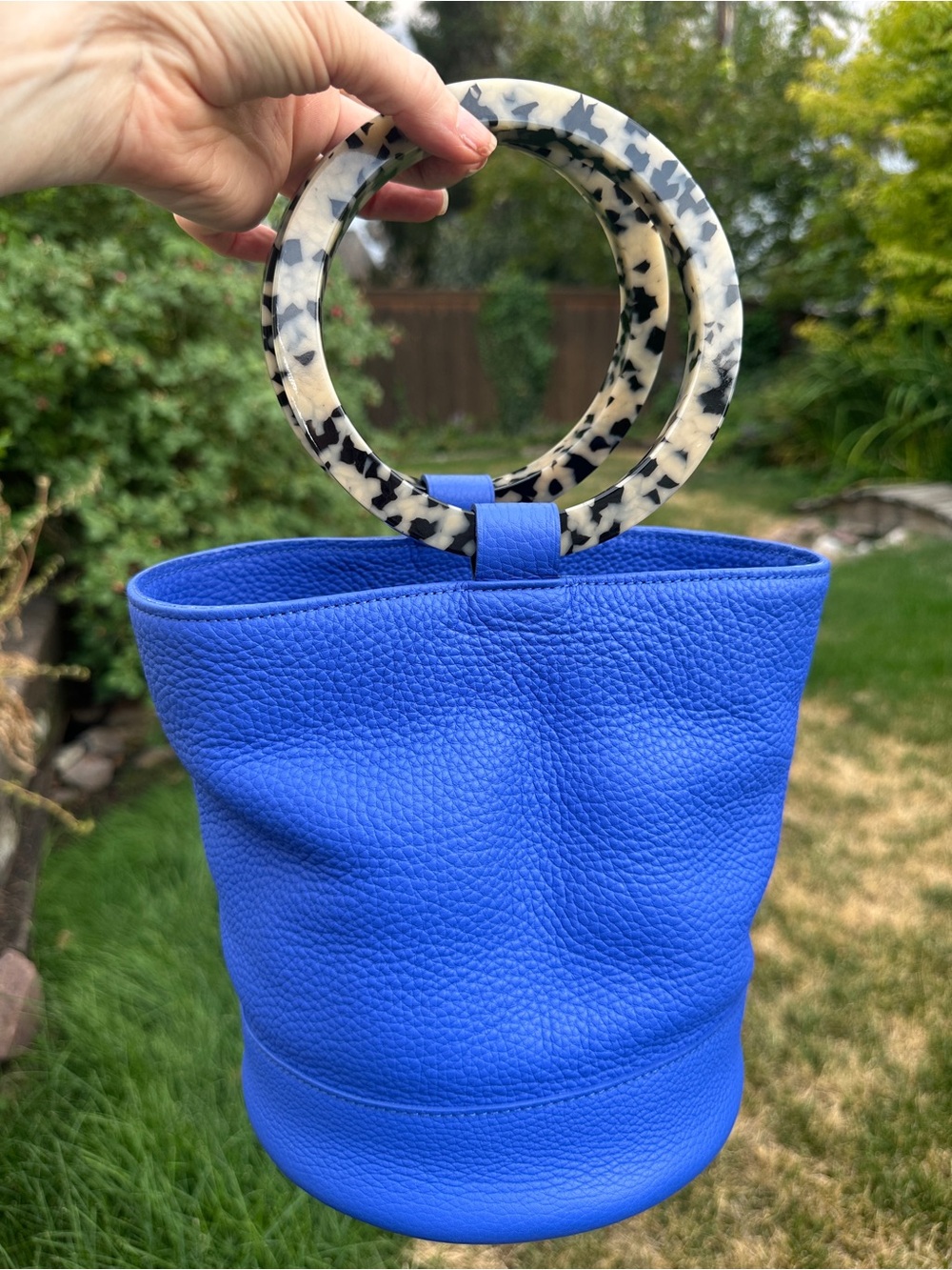 Simon Miller Bonsai 20 Medium Bucket Bag with Tortoiseshell Acrylic Ring Handles
